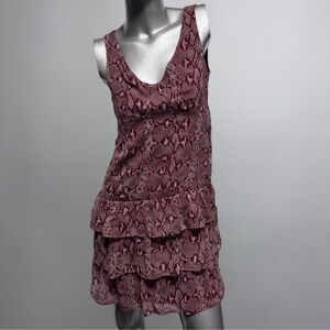 NAF NAF Paris Elegant Frill Layered Snake Print Dress